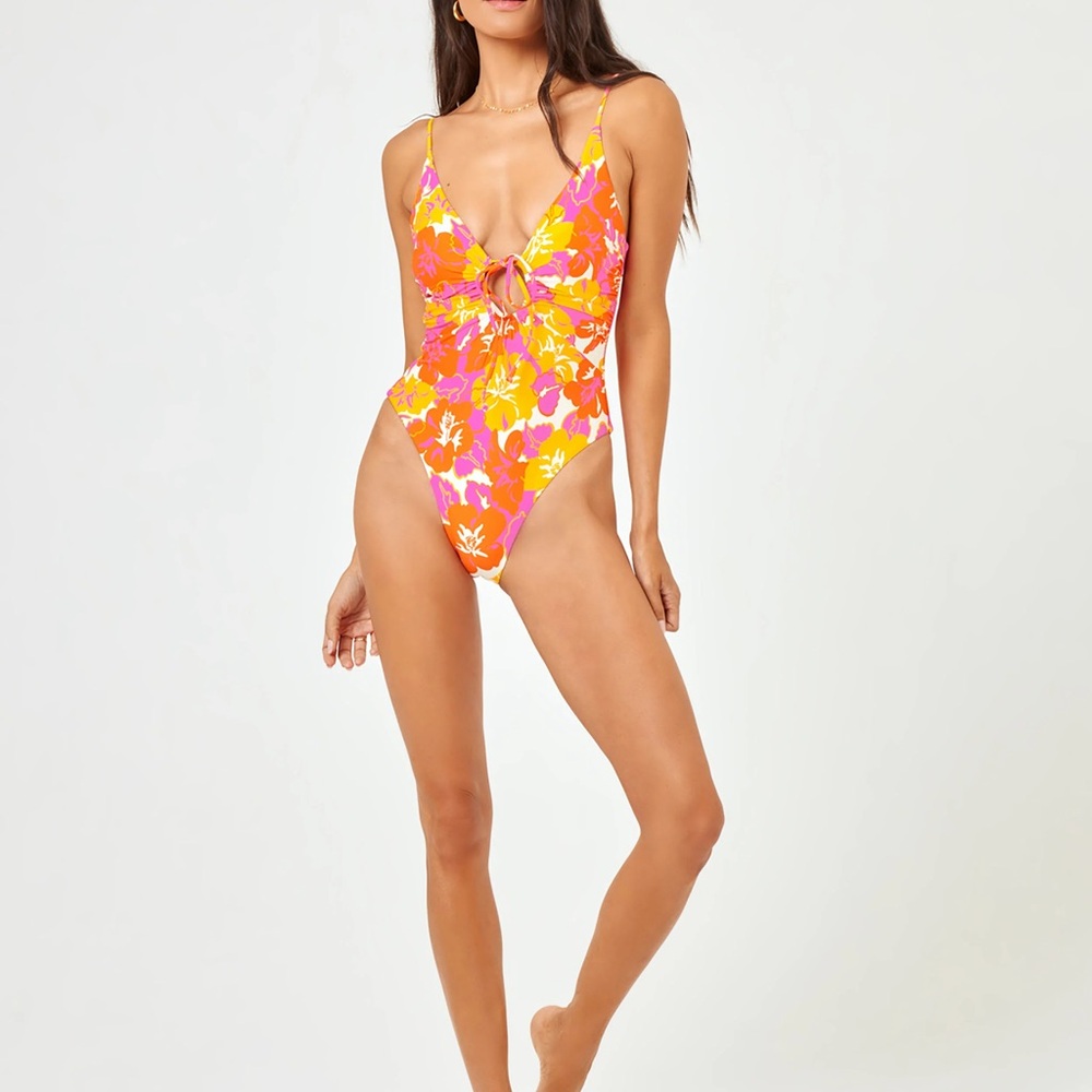 L*SPACE Eco Chic Econyl Bliss and Blossom Piper One Piece Classic Swimsuit XS